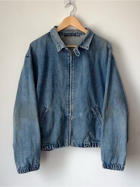 Vintage Polo Ralph Lauren Denim Harrington Bomber Jacket Size XL USA 80s 90s